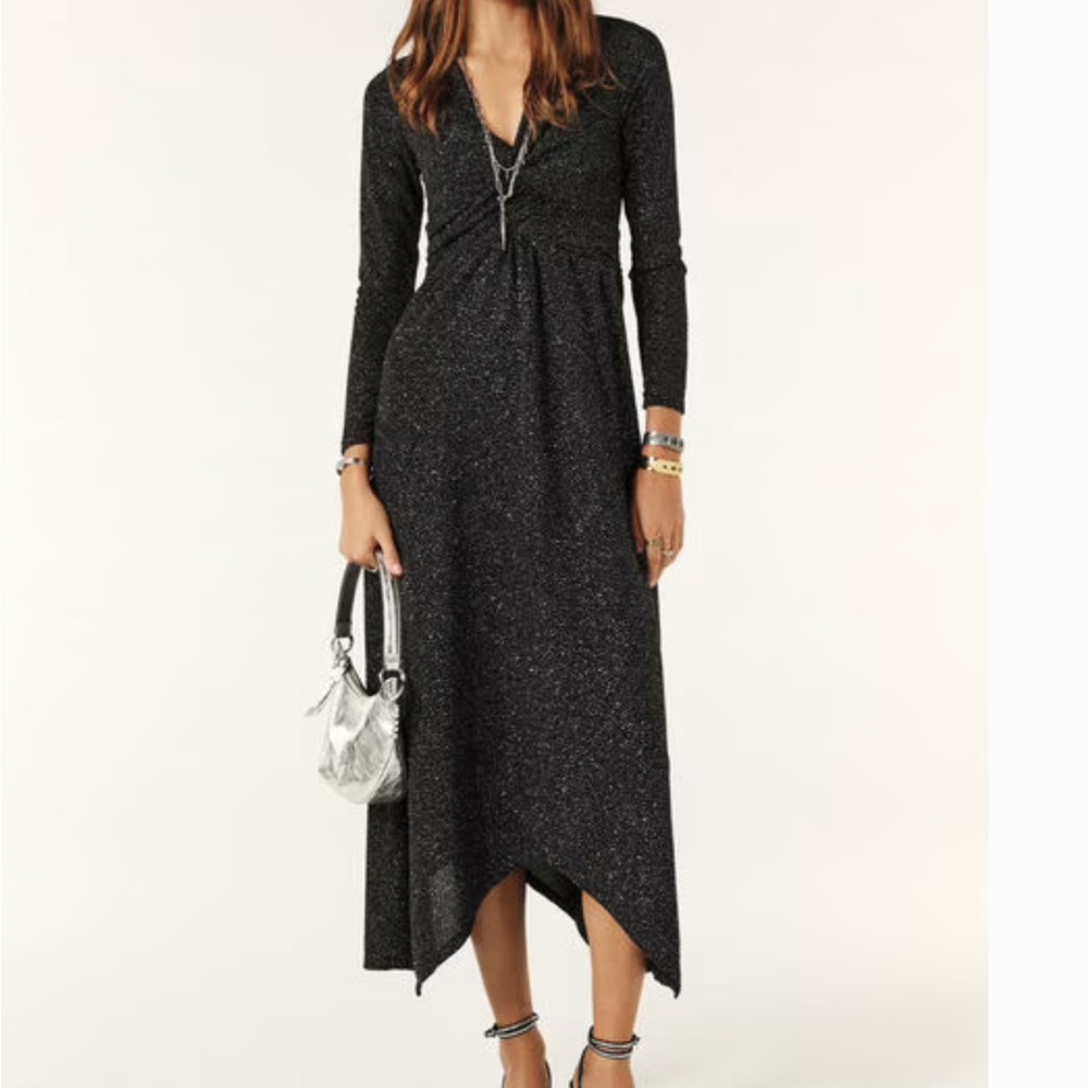 NEW ba&sh Black V-Neck Long Sleeve Cocktail Gown size 2 French like medium